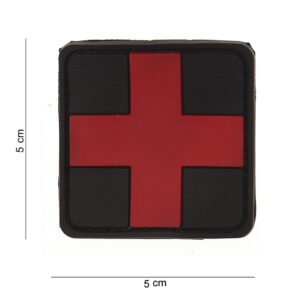 PATCH PVC RED CROSS ROOD op ZWART